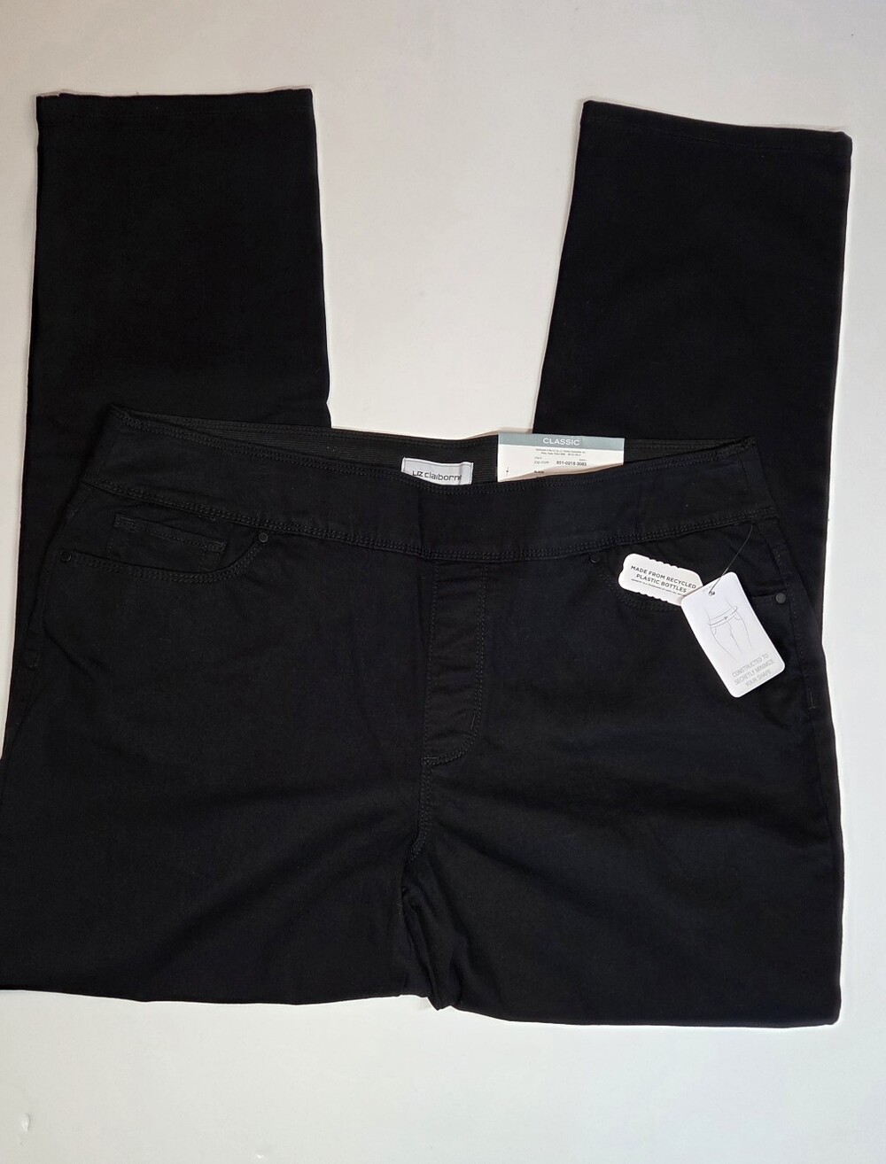 Liz Claiborne Black Straight-Leg Jeggings, Size Large - Picture 4 of 15